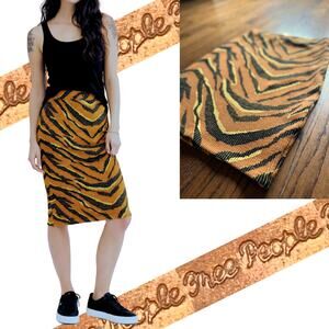 Free People Tiger Tube Skirt Ribbed Knit Indie Alt Punk Skater StreetStyle Fall